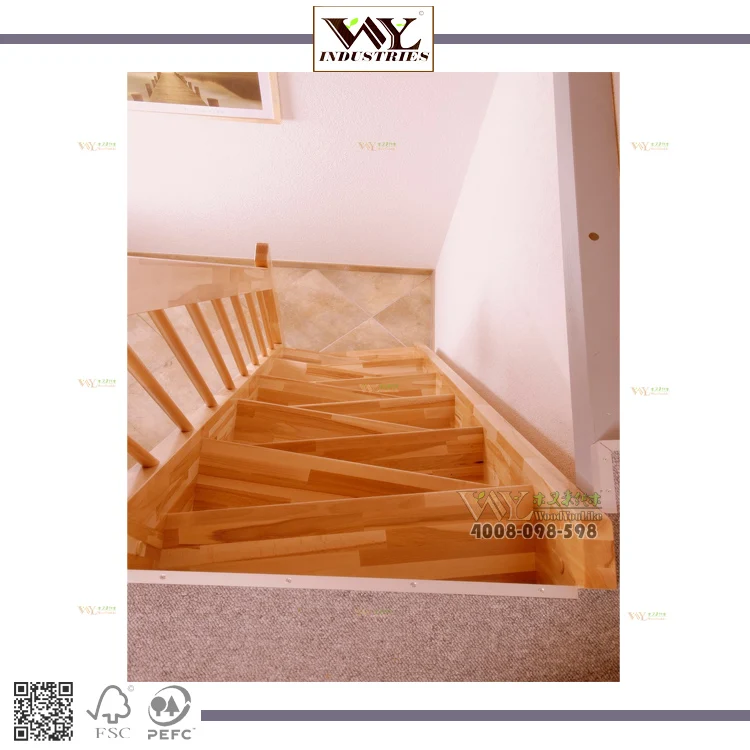 
modern style indoor curved beech wood stairs 