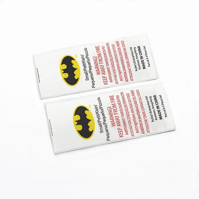 Silk Screen Printing Clothing Labels Wash Care Label Garment Labels Cut Into Piece or in Roll Cold Cut OEM and Bespoke Service