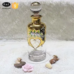200ml gold decorative display glass decanter for attar perfume oil