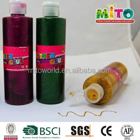 Wholesale non-toxic colorful dry fast glitter glue for DIY