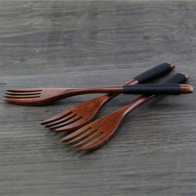 
Eco-friendly Japanese Wood Salad Dinner Fork Tableware Dinnerware For Kids Adult Eating Cooking 