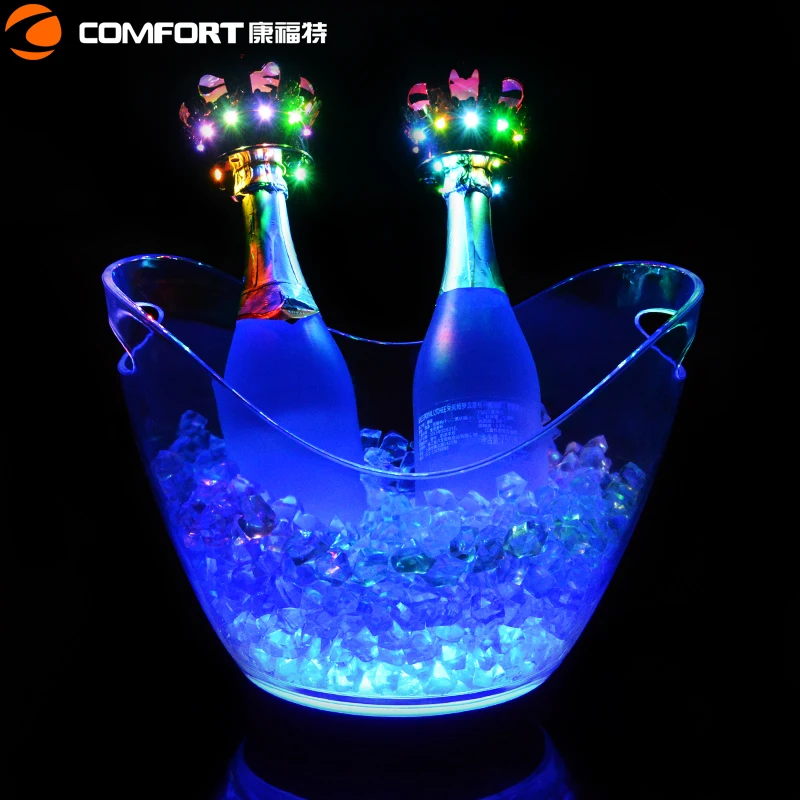COMFORT Wholesale Cheap Promotion Custom Acrylic Plastic Beer Wine Cooler Light Led Ice Buckets