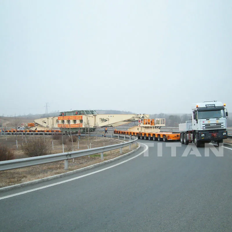 Heavy Duty Bridge Girder Transporter Hydraulic Modular Semi Trailer , Multi Axle Hydraulic Flatbed Trailer for Bridge Transport