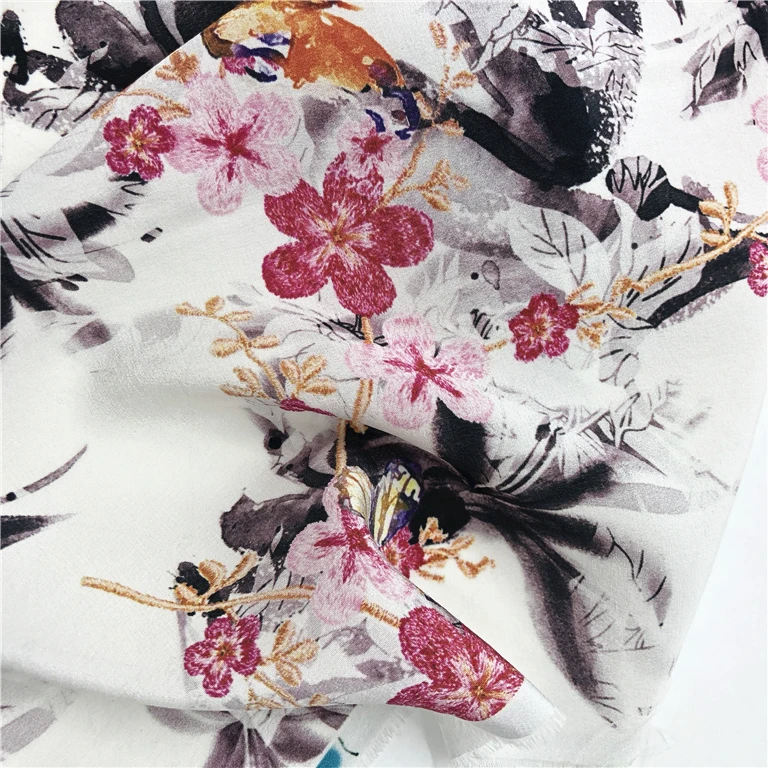 Top selling best quality cheap price factory direct digital printed raw sari wild silk fabric for sale