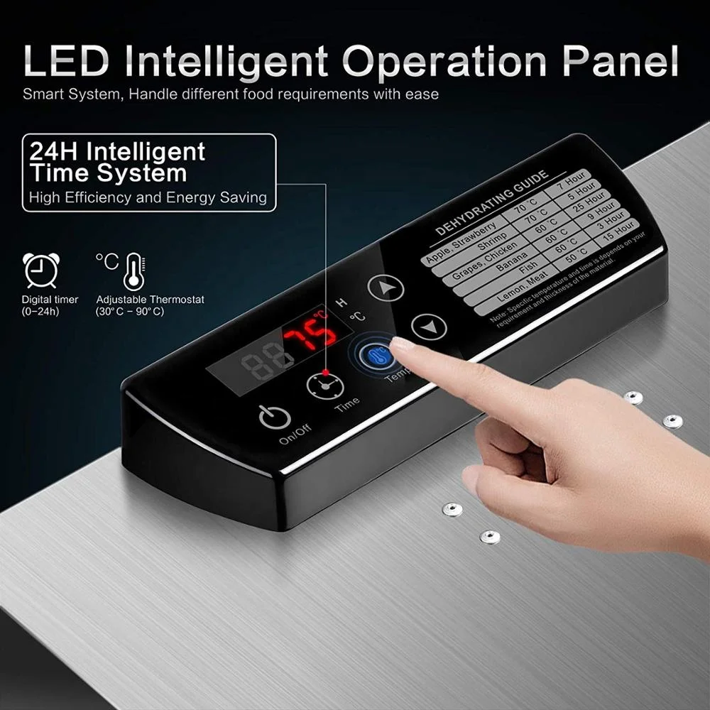 Digital 24 hours timer  10 Trays commercial stainless steel Food Dehydrator with visual door