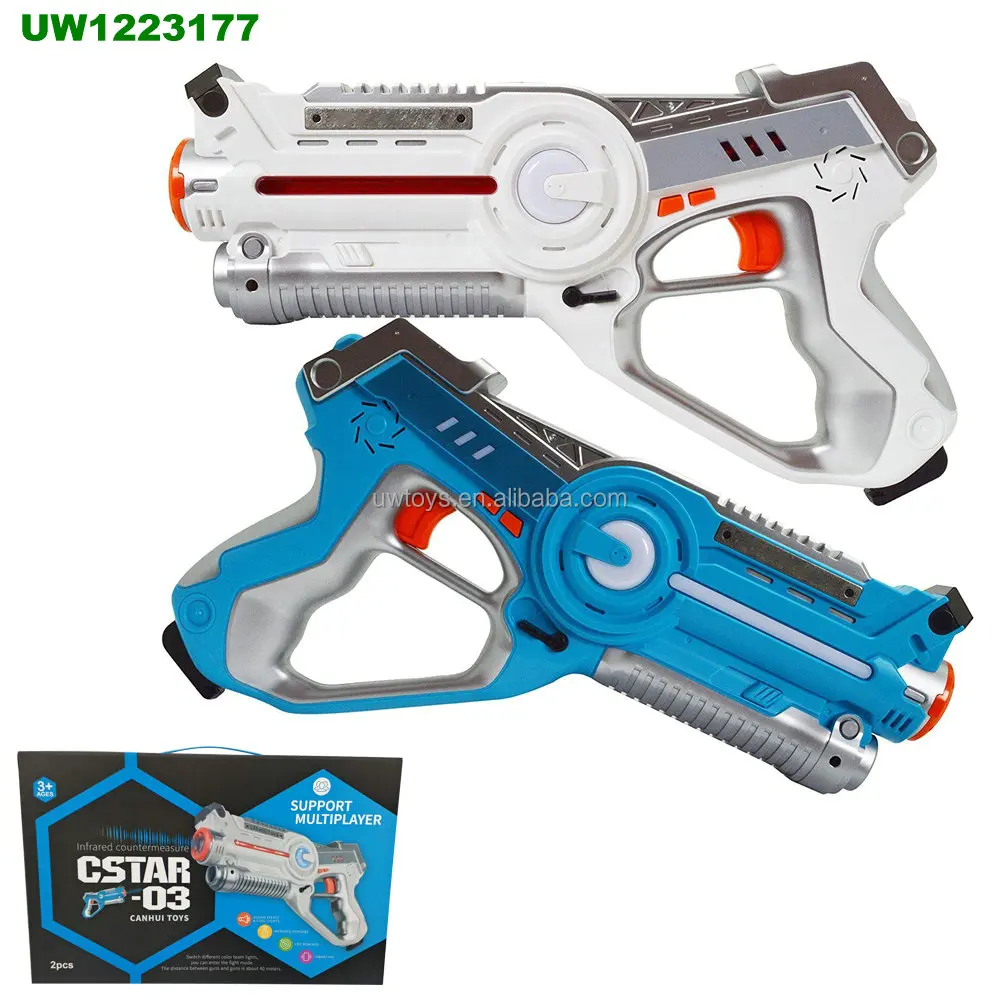 Set of 4 Infrared Laser Tag Guns for 4 Players, Indoor and Outdoor Team Game (Orange, Green, Blue, White)