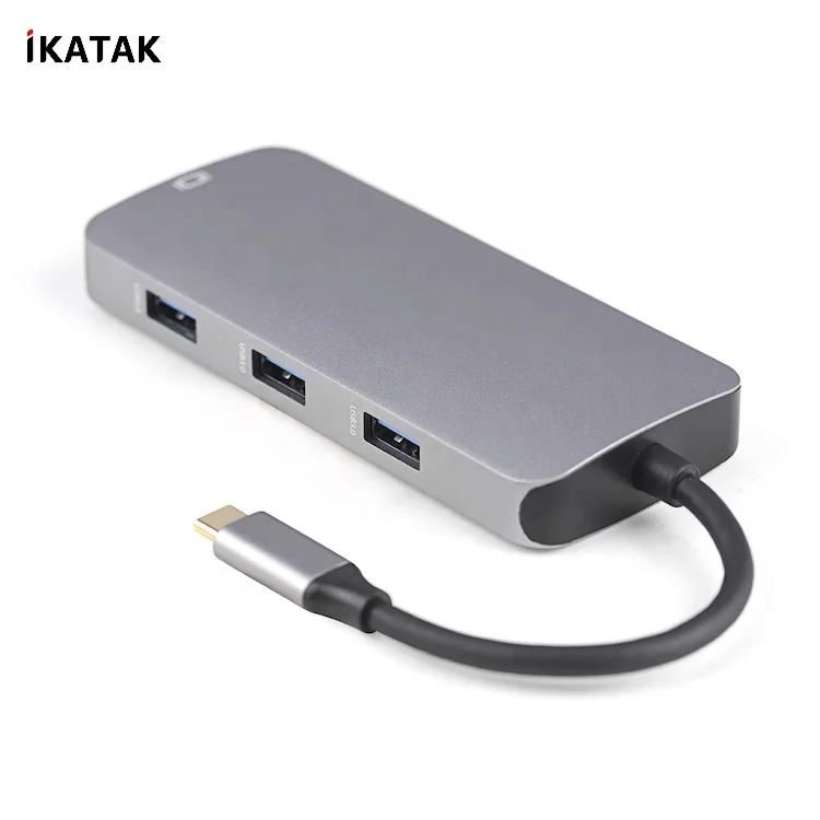 Новый продукт 8 в 1 USB 3 0 концентратор HD VGA Цифровой AV USB-C