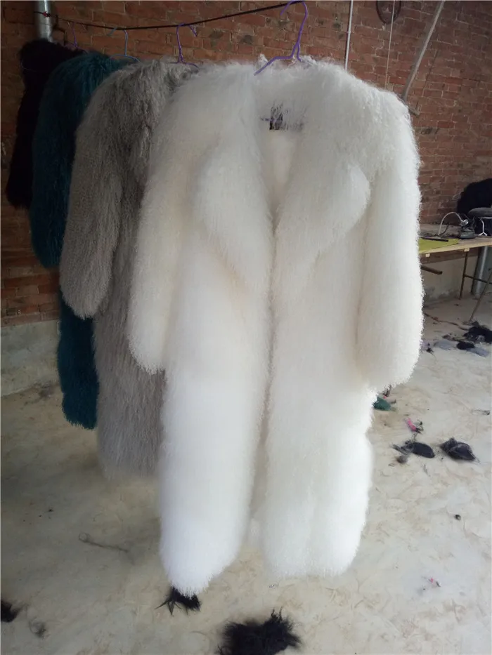 2018 New Design Black Fur Jacket Women Long Modern Coat Real Long Hair Goat Fur Coats