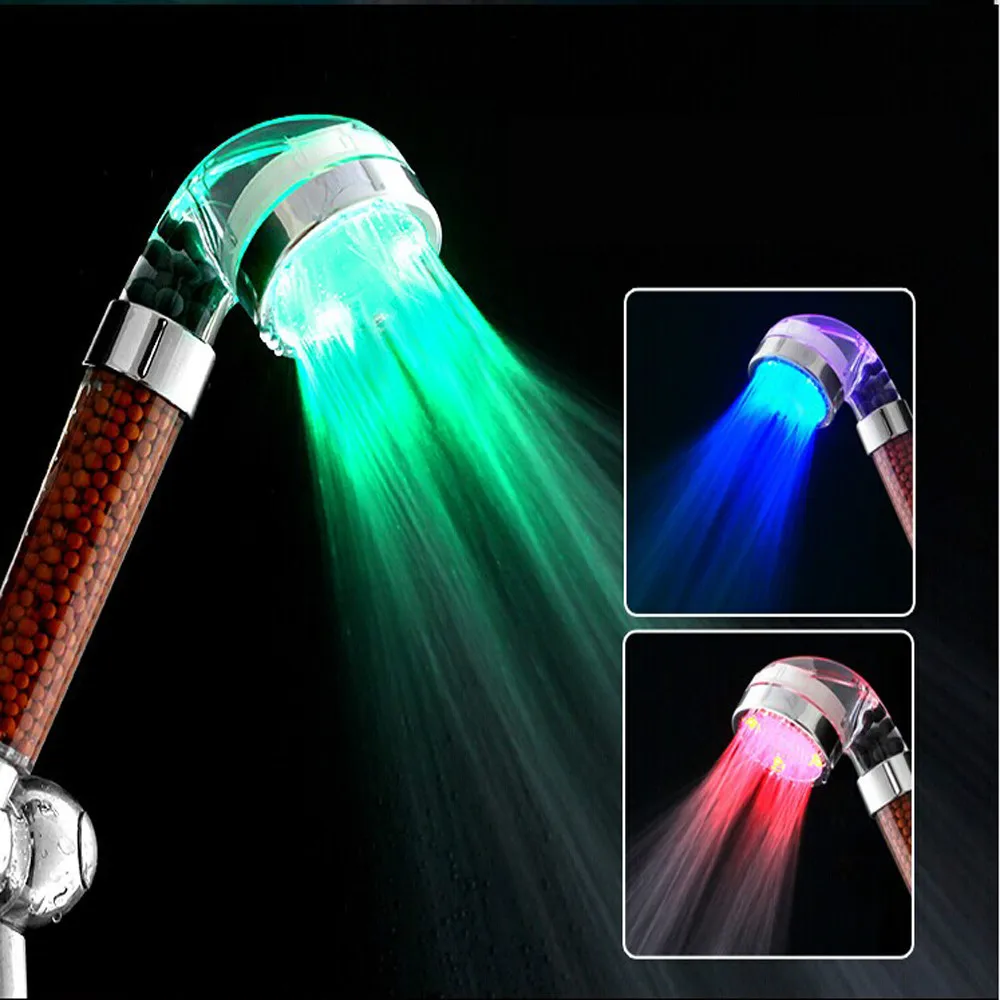 Romantic LED Shower Head Temperature Control Water Saving Increased Pressure Available 3 Colors Bathroom Faucet Accessories