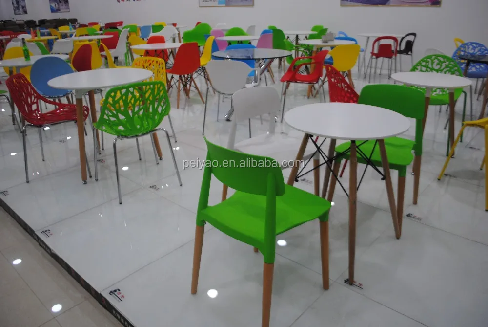 
Alibaba express leisure PP chair / classic wooden leg plastic dining chair 
