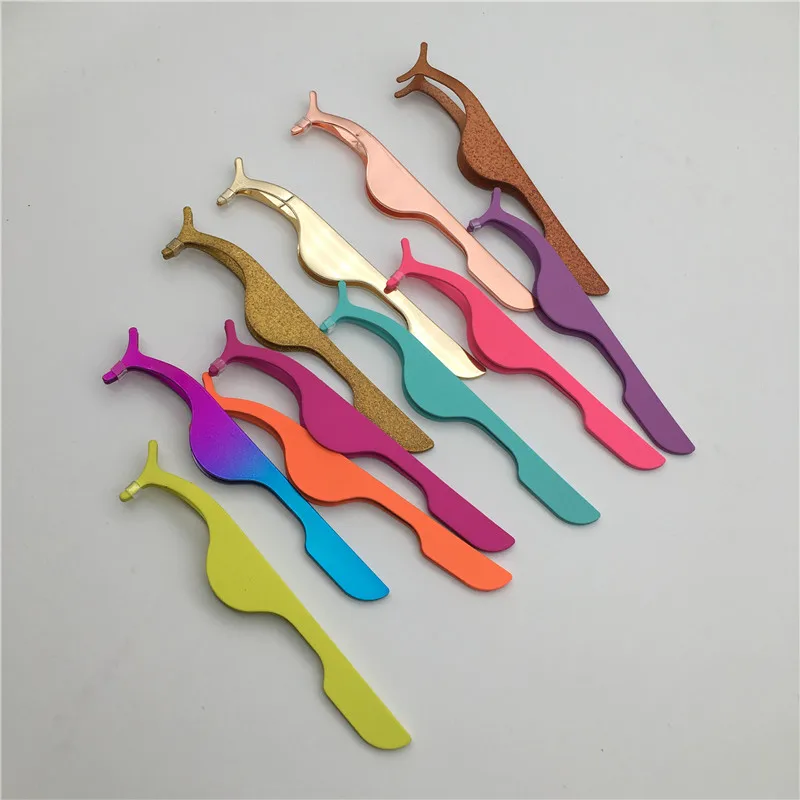 Пинцет для наращивания ресниц, частная торговая марка, пинцет для накладных ресниц, золотой, розовое золото, аппликатор для ресниц с индивидуальной упаковкой