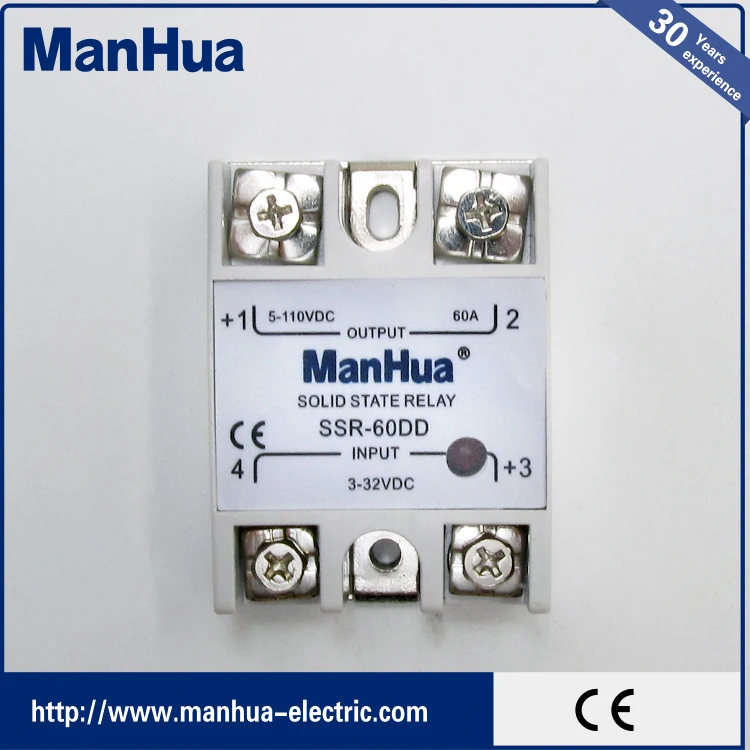 Oem MANHUA однофазный постоянного тока в постоянный 3-32VDC 5-110 60A белый твердотельные реле / SSR с CE