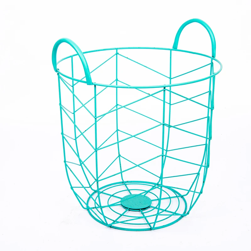 
decorative black color metal wire mesh laundry basket with handle 