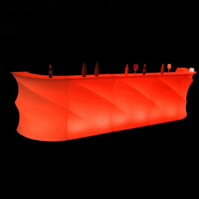 
Hot sale wave shape events furnitures/led bar counter/plastic bar table 