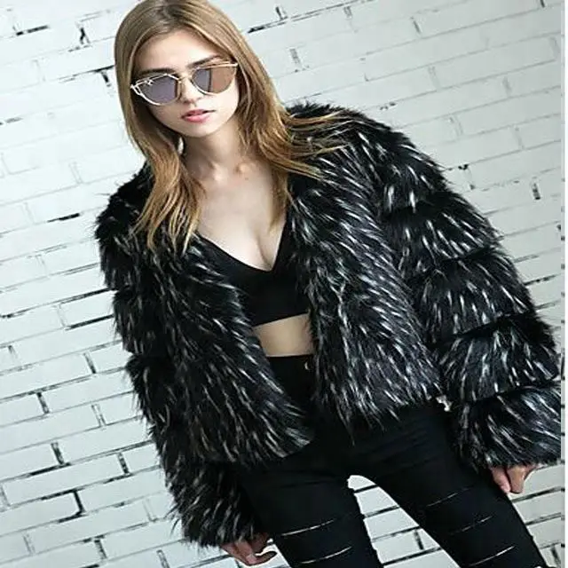 Plus Size Faux Fox Fur Short Coat&Jacket For Womens