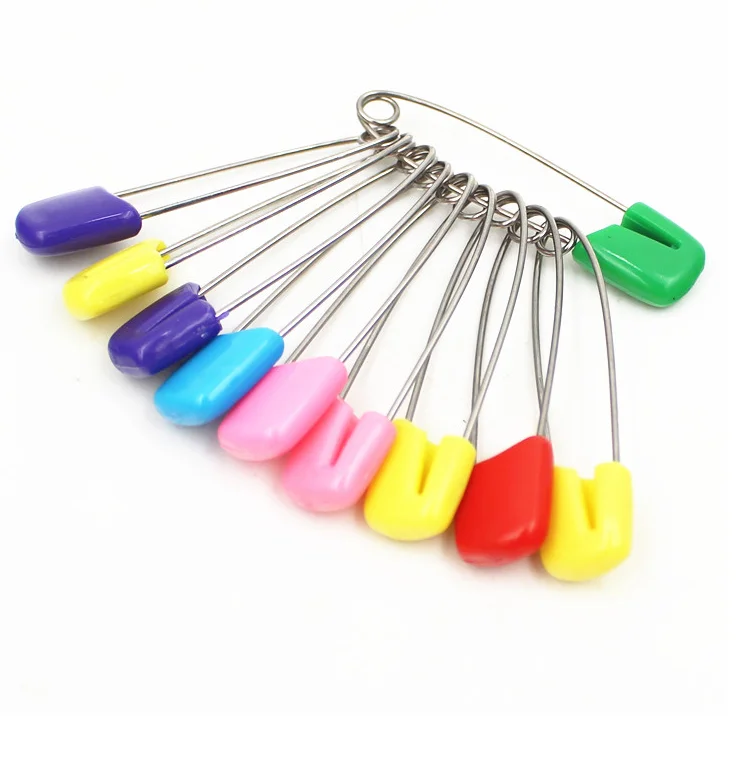 Hot selling safty pins with plastic head for children use