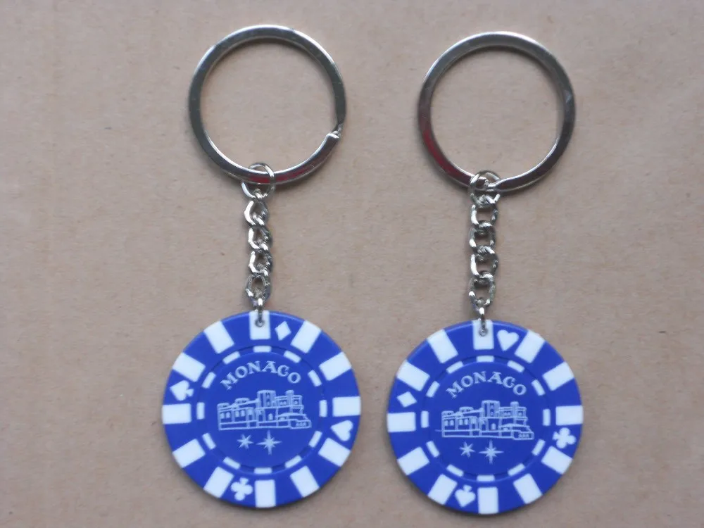 Custom made poker chip keychain keyring