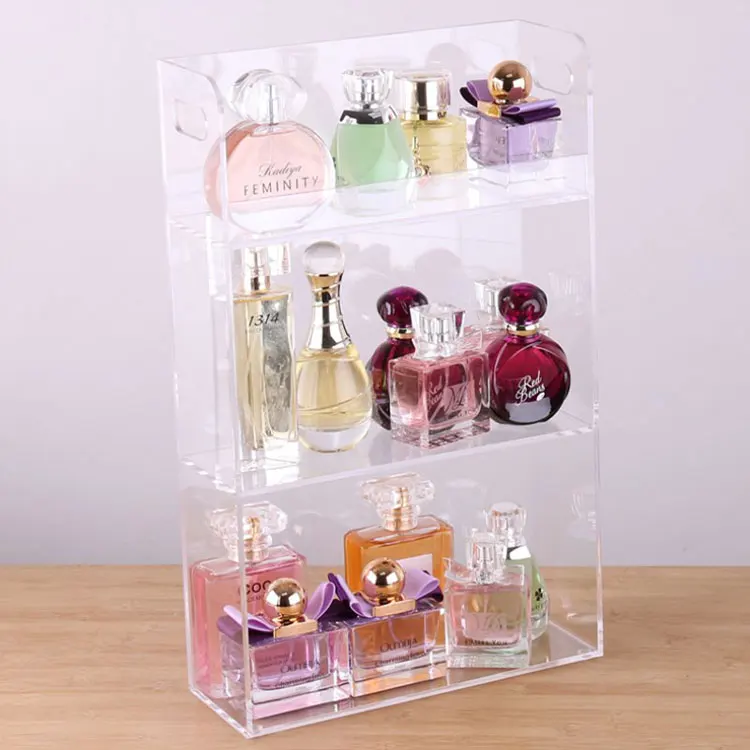 3 Layer Clear Counter Acrylic Display Stand For Perfume Bottle