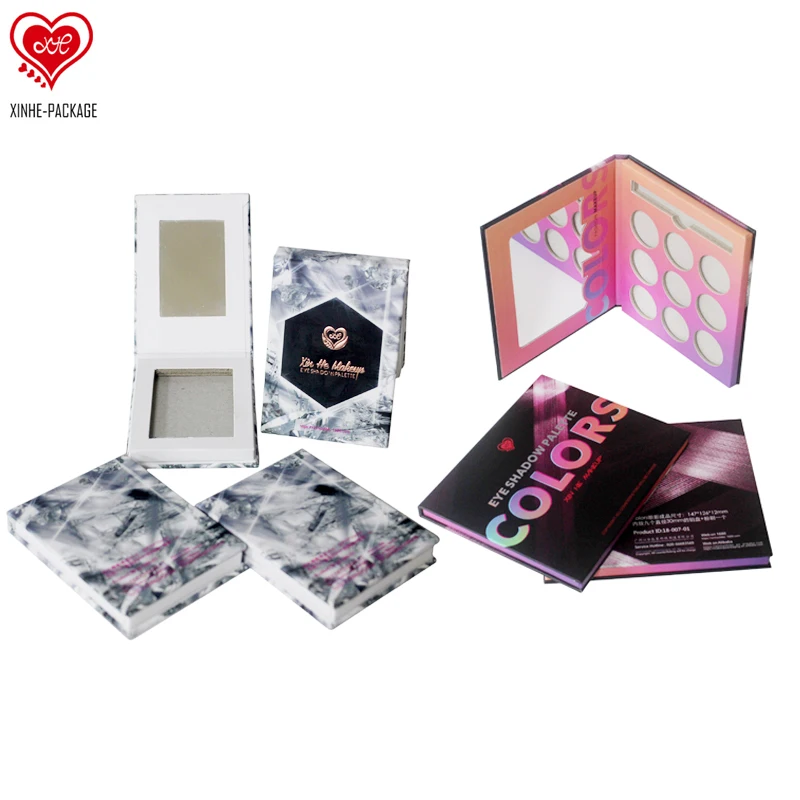 Luxury Eco friendly Paper Cardboard Empty Eyeshadow Palette Magnetic With Mirror Hot Sales Packaging Box For Cosmetic Products