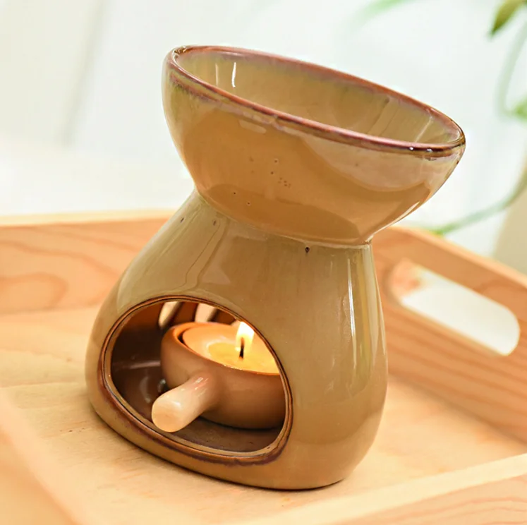 Personalized unique home decoration round ceramic sweet puff aroma fragrance oil burner