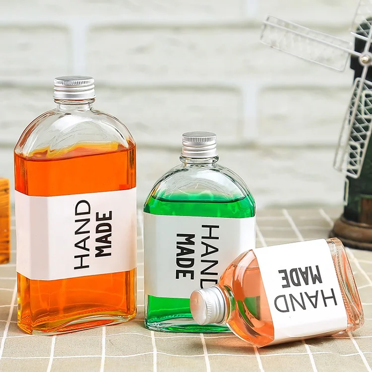 New Fashion 100ml 200ml 250ml Flat Glass Hip Flask Cold Brew Coffee Bottles Coffee Glass Bottle