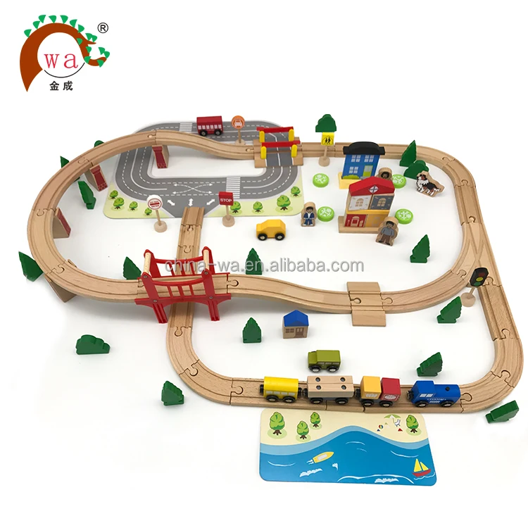 Wooden Model Railway Toy Train Set
