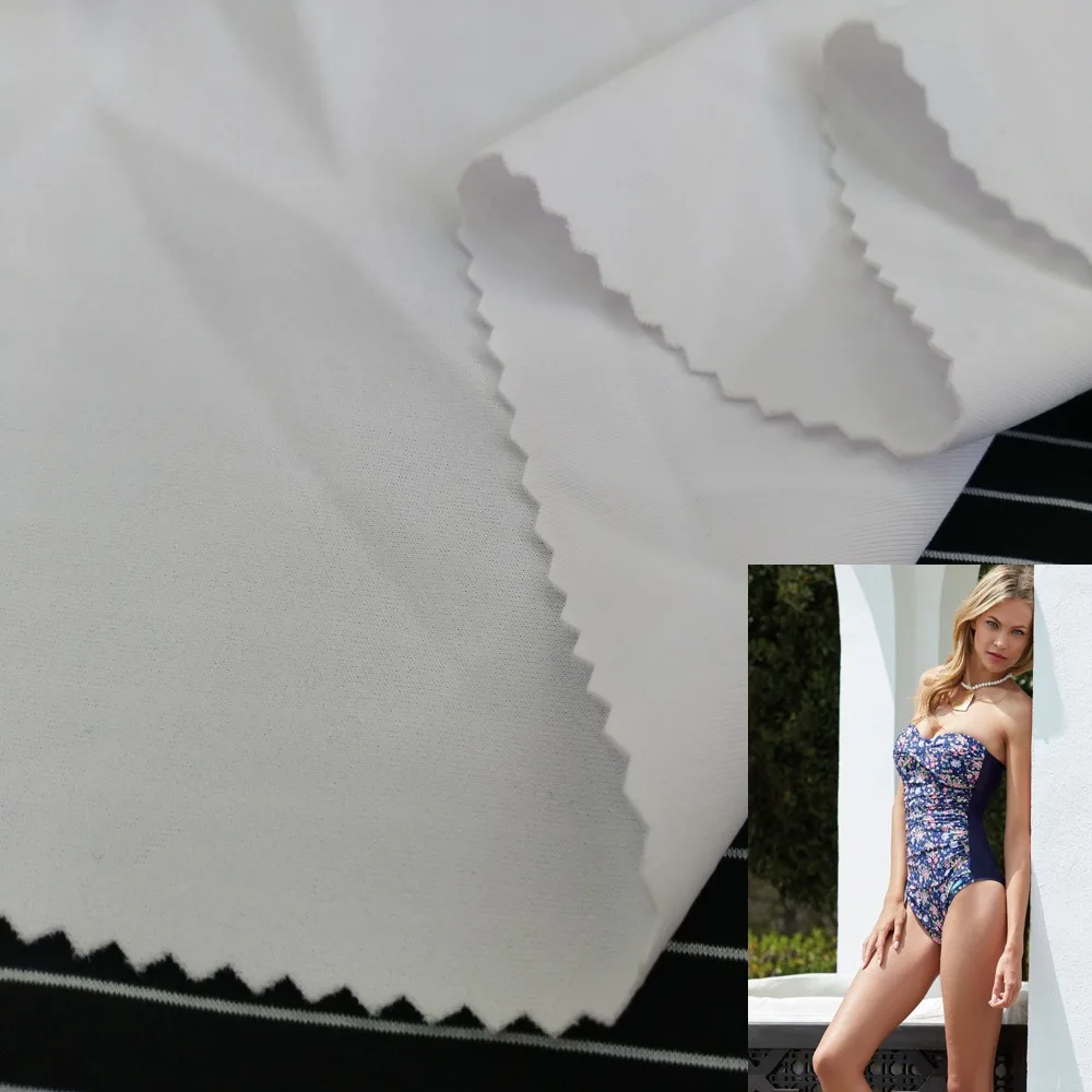 Jinlong black stock 190gsm 85 polyester 15 spandex warp tricot promotion fabric for swimwear