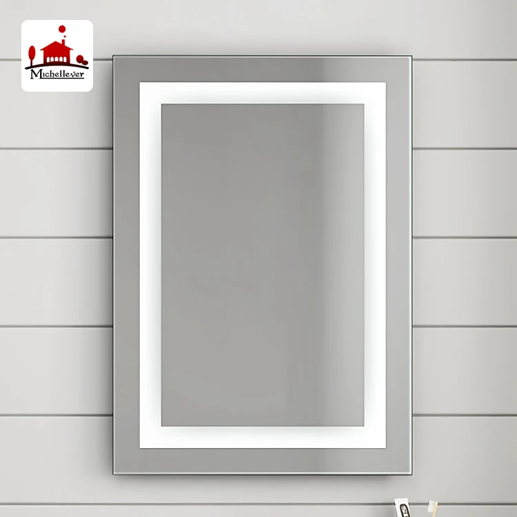 
Custom modern led rectangle decorative mirrors unique led light orthogon framed bedroom mirror 