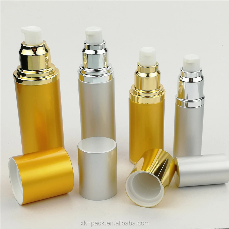 Luxury  metal 15ml 30ml 50ml 80ml 100ml aluminum lotion bottle for skin care