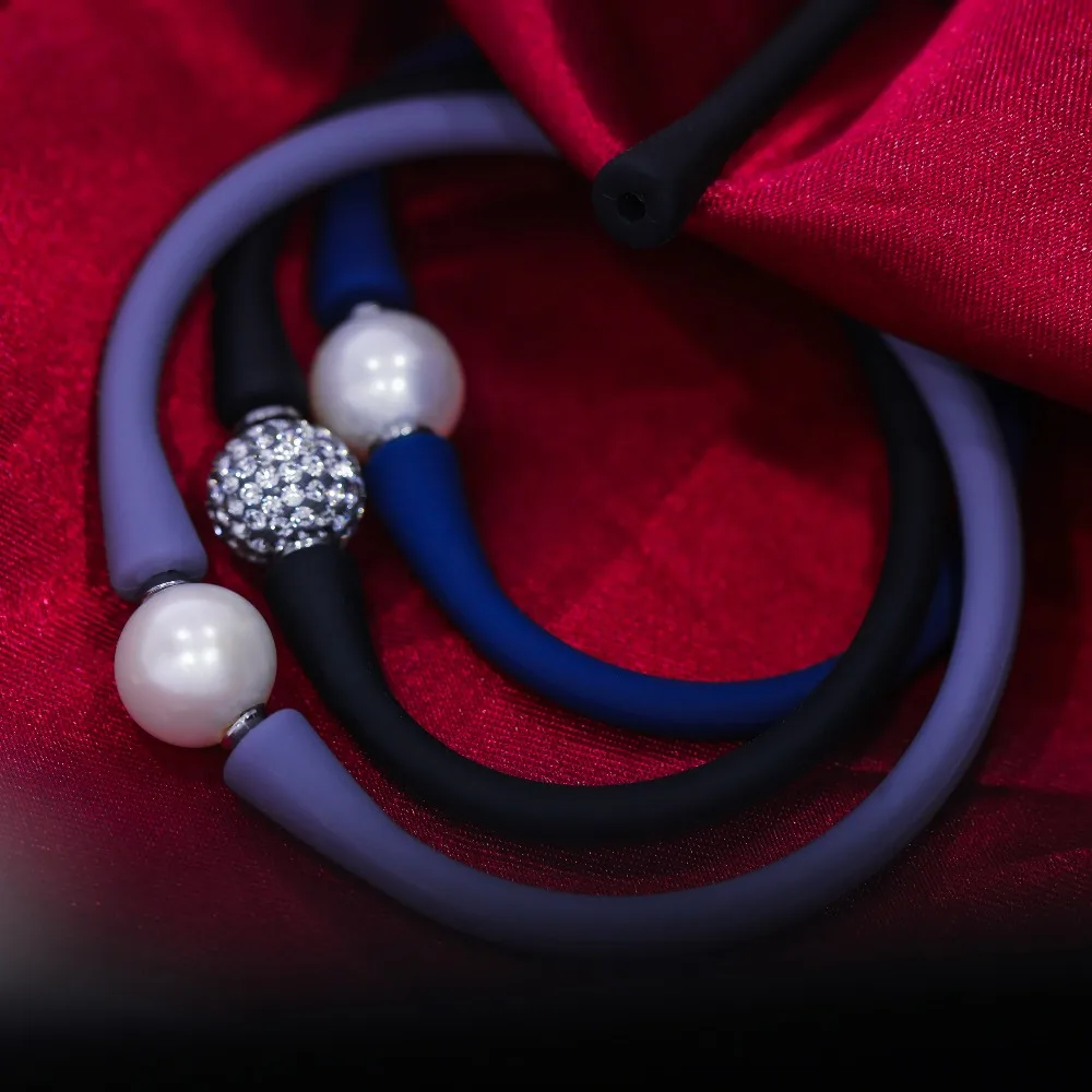  Модные Недорогие рекламные подарки изготовленные на заказ силиконовые браслеты из пресноводного жемчуга оптовая продажа ювелирных изделий