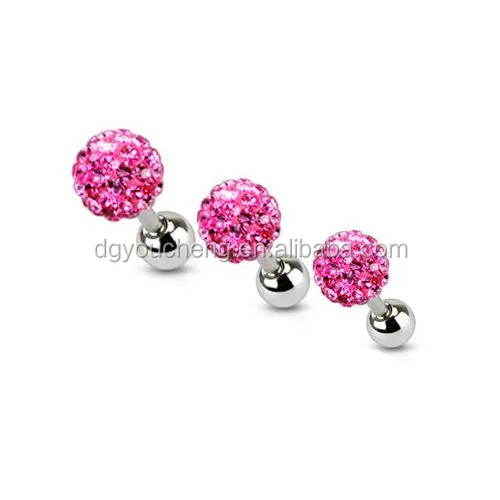 
Stainless Steel Ferido Crystal Tragus Earrings Helix Cartilage Stud 