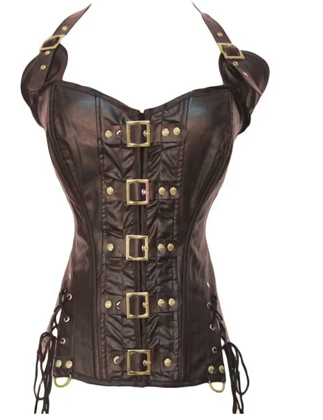 Instyles black leather steampunk corset OVER BUST CORSET
