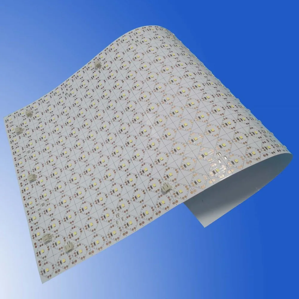 Dimmable flexible led sheet light tiles for curved face lighting