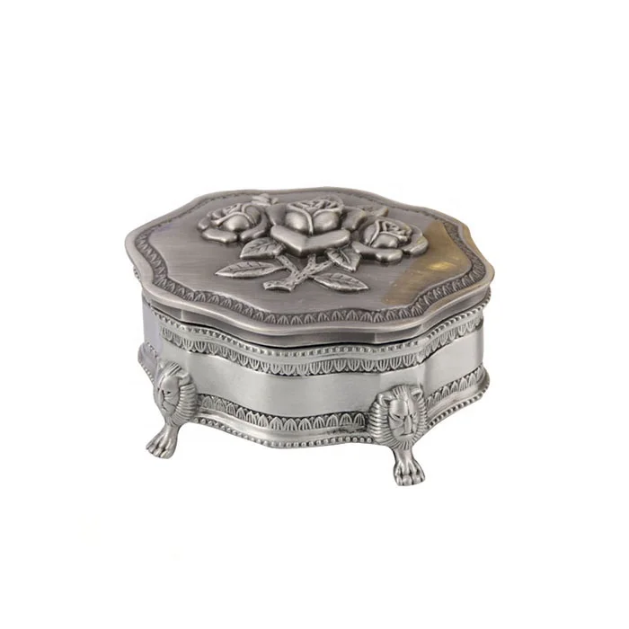 Free Shipping High Quantity Custom Embossed Pewter Luxury Souvenir Vintage Europe Metal Jewelry box