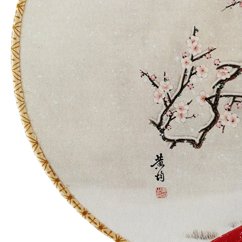 
Women Girls Vintage Chinese Wooden Handheld Round Hand Fan 