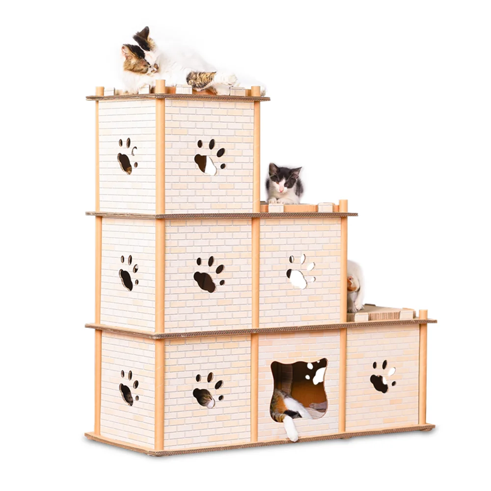 Pet Products Supplier Three Layered Cat Scratcher House Cat Furniture Scratching Pad