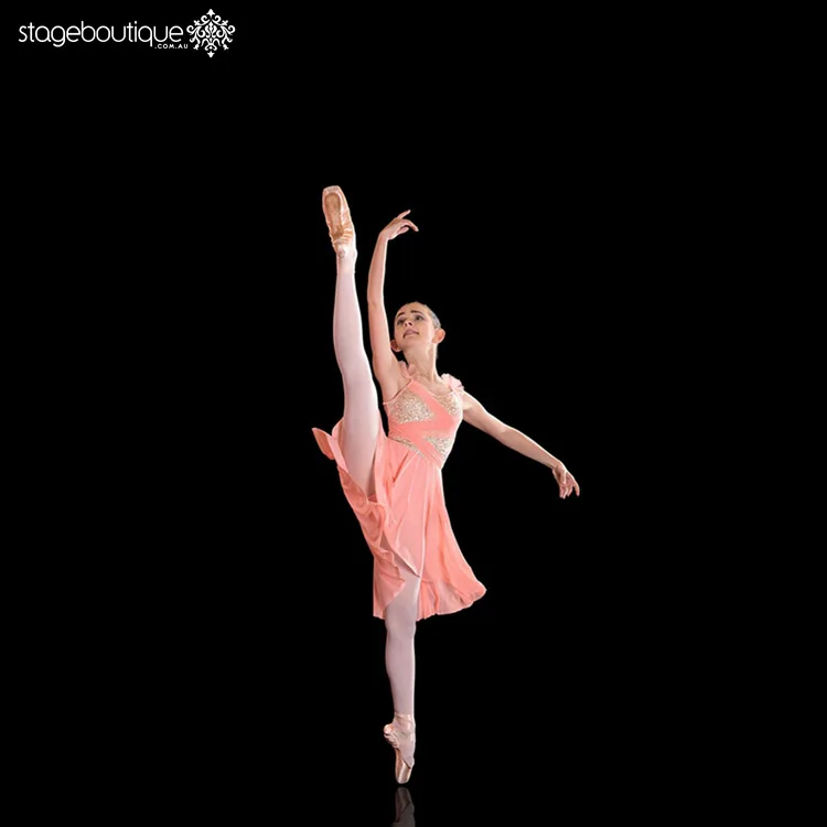 China Customized Professional Adult Latest Beautiful Lyrical Contemporary Costume Dance Solid Color Dress