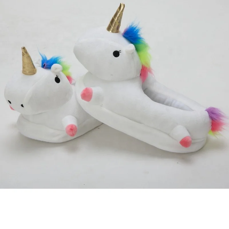 plush unicorn slippers colorful design