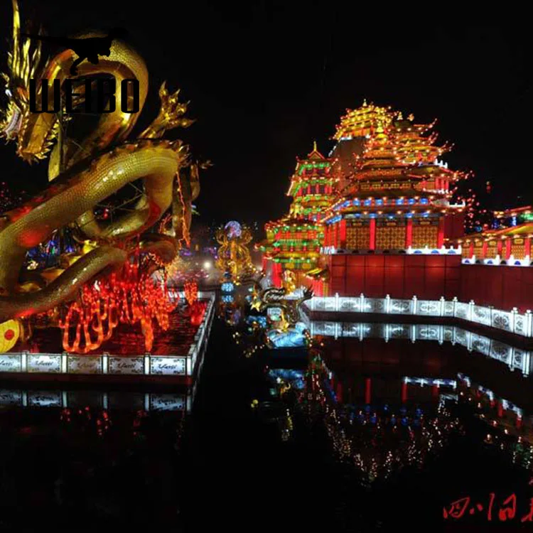 Chinese New Year Festival Decoration Red Silk Lantern Show