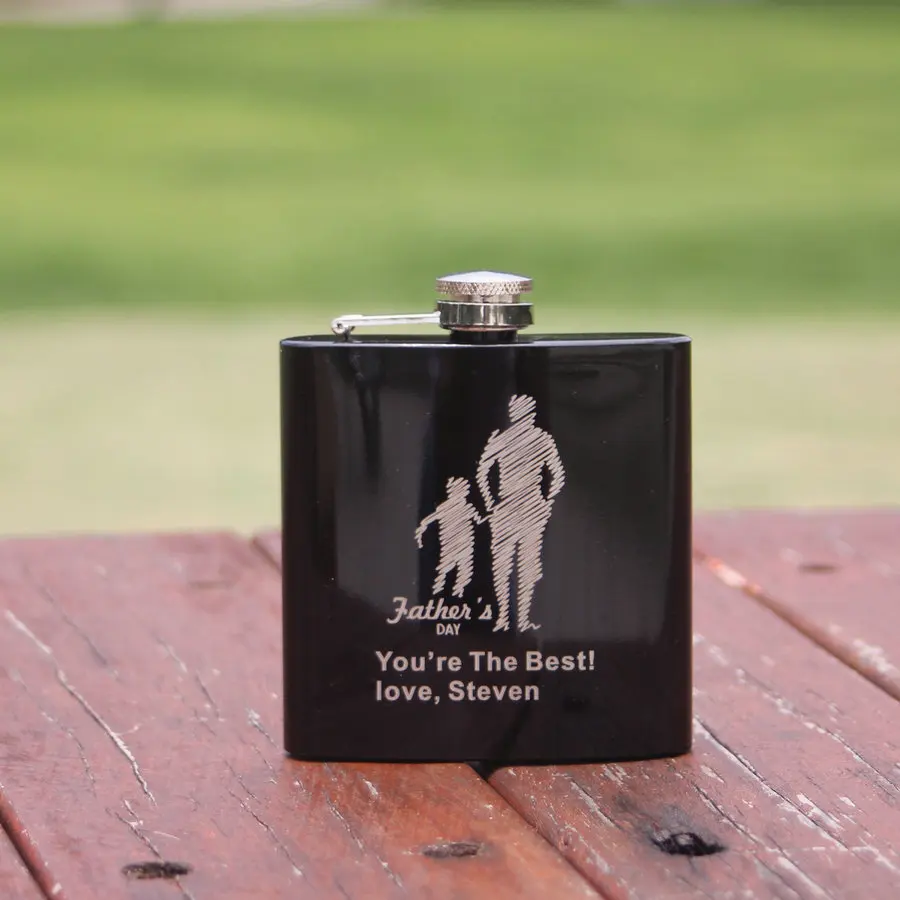 Лучший свадебный подарок, логотип клиента, нержавеющая сталь, черный цвет, лазерный логотип, фляга