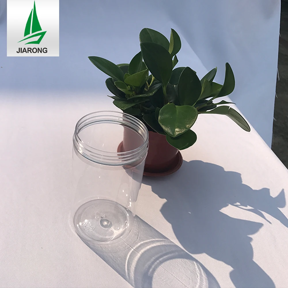 wholesale empty clear Food Grade 250ml 350ml 500ml 750ml Plastic jar Candy cookie nut peanut storage container with Screw lid