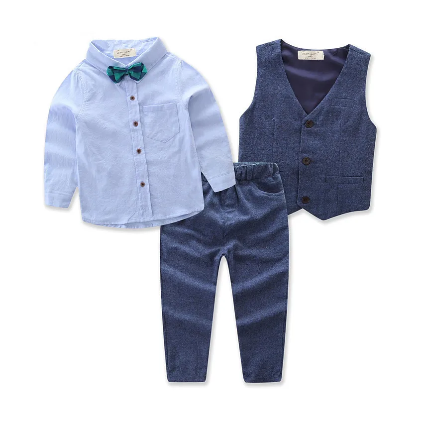 Latest spring fall baby boy clothes set for tops t-shirts + pants +vest coat kids clothes boys fashion designer clothing