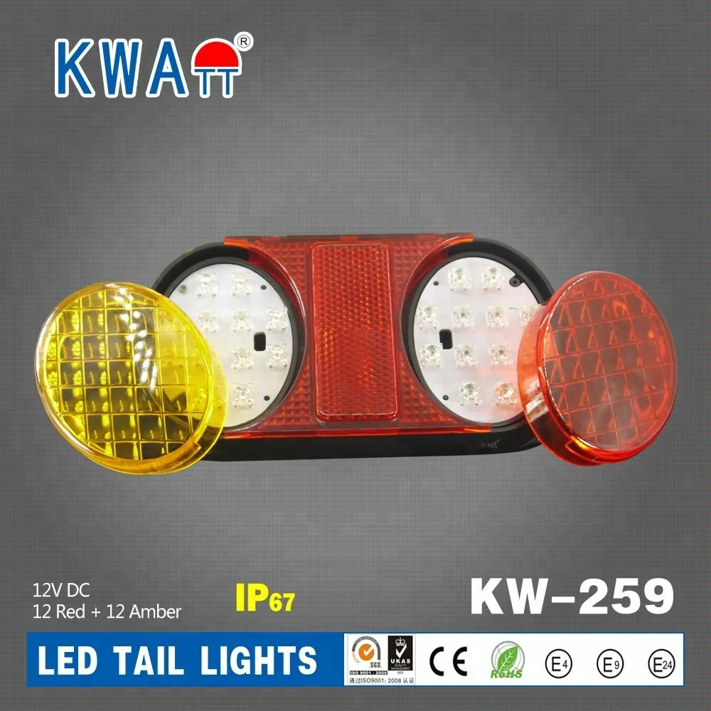 
Factory High Quality 24pcs LEDs12V Oval Vehicle Autostop turn rear TAIL Lights for Truck trailer marine With E-Mark 