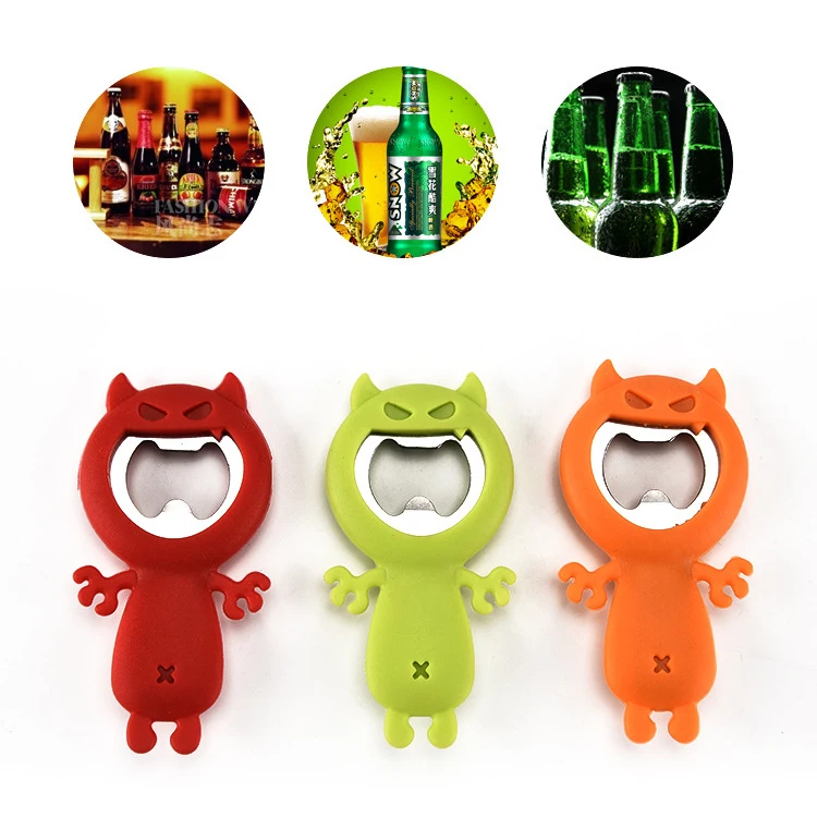 Online  New Creative Cartoon Multifunction Silicone Stainless Steel Bottle Opener Beer Fridge Openers Kitchen Tools