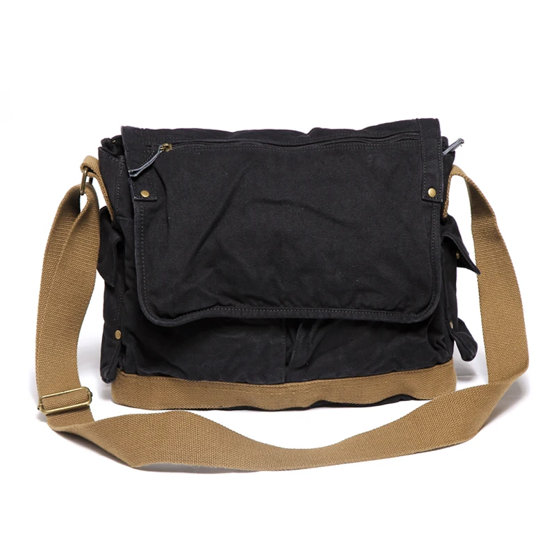 T0604 Vintage Army Green Canvas Best Selling Messenger Shoulder Bag Man Crossbody Bag