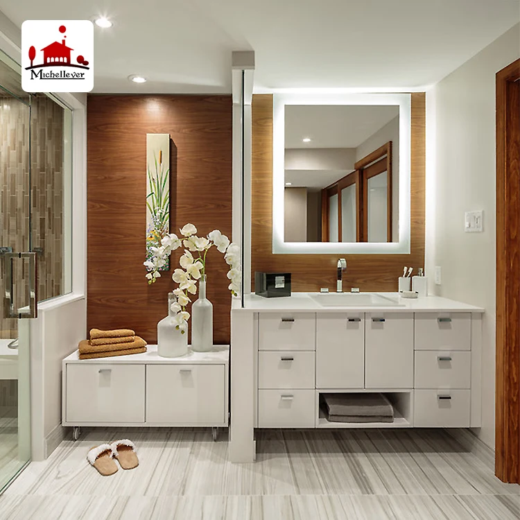 
america style affordable 4 sided led modern square wall mirror 2835K high quality wall mirror with led lighting 