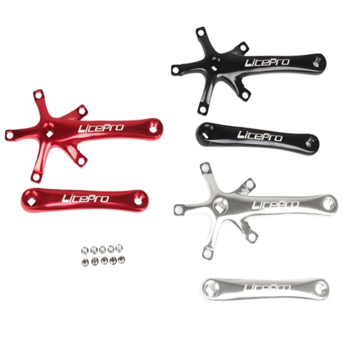 Litepro Bike Crank Folding Road Bike Crankset 170mm Crank Arm Square Crankset BCD Bike Parts Black, Red, Silver[free shipping]