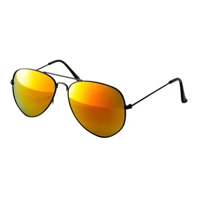 Black frame alloy  aviation sunglass colorful mirror Sunglasses for Men/Women Reflective