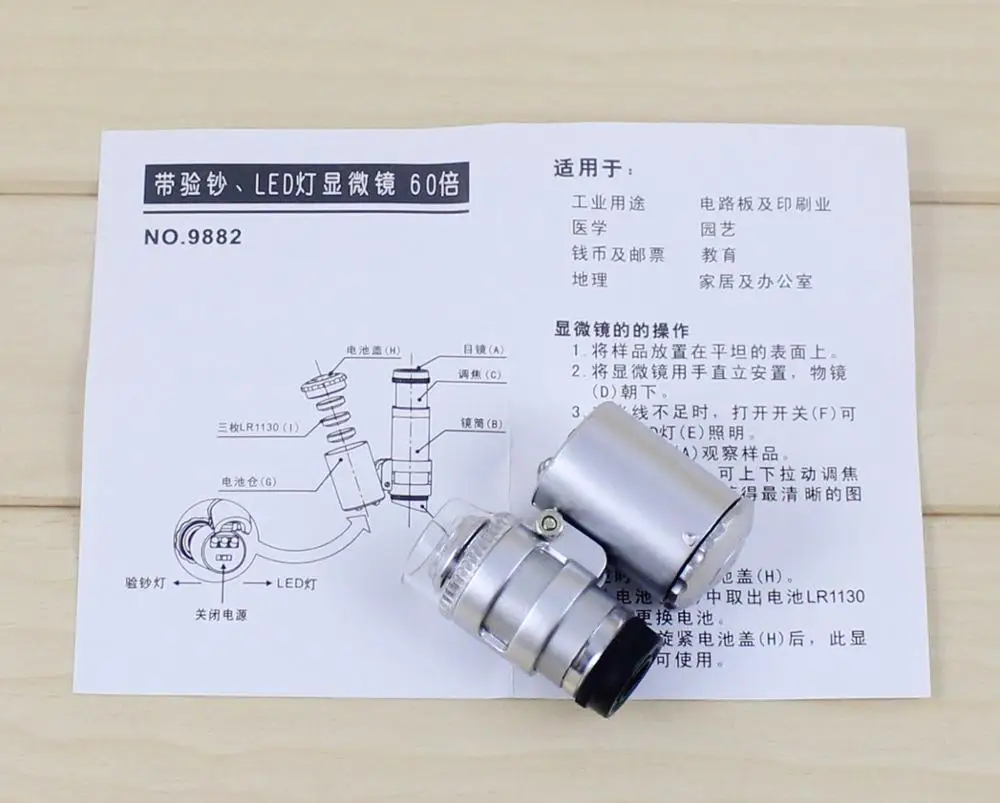 60X Portable Mini Jeweler Loupe With UV Light