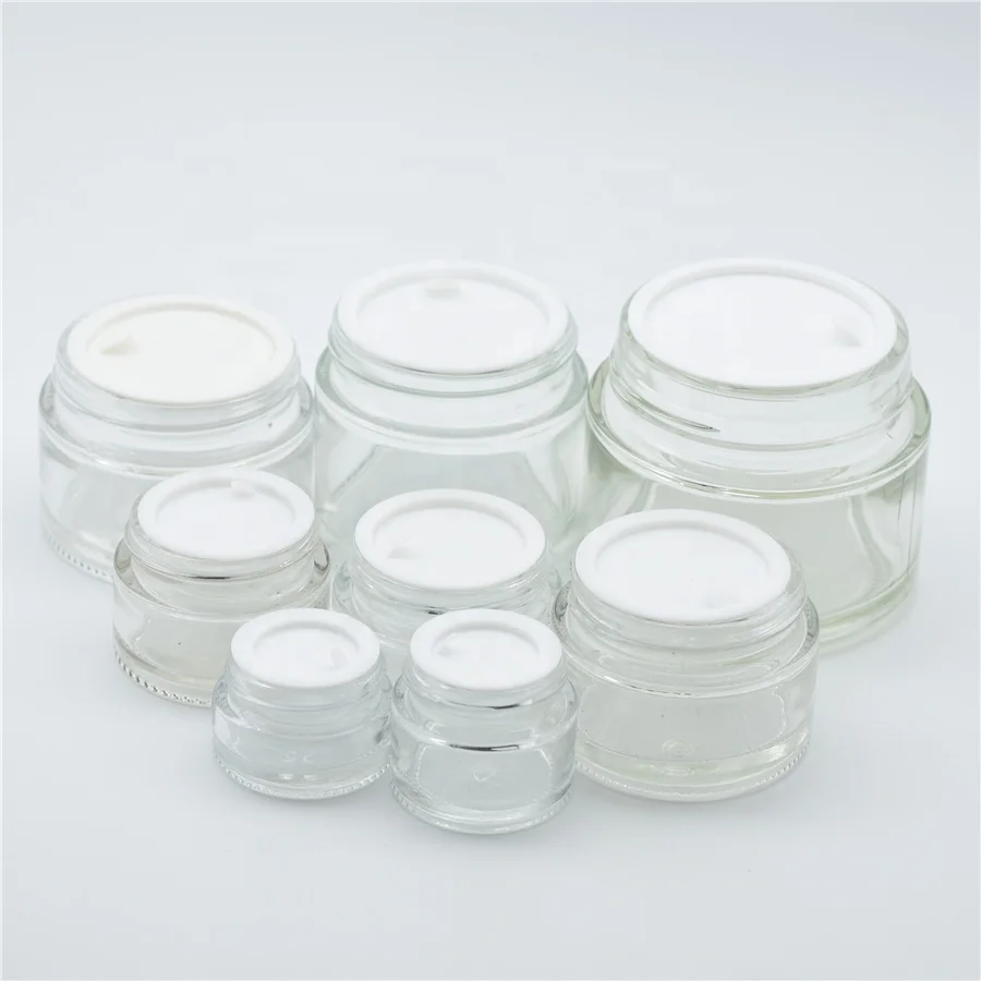 
Screen Printing 10g 20g 30g 50g 60g 100g 200g Clear Glass Cosmetics Cream Jars 